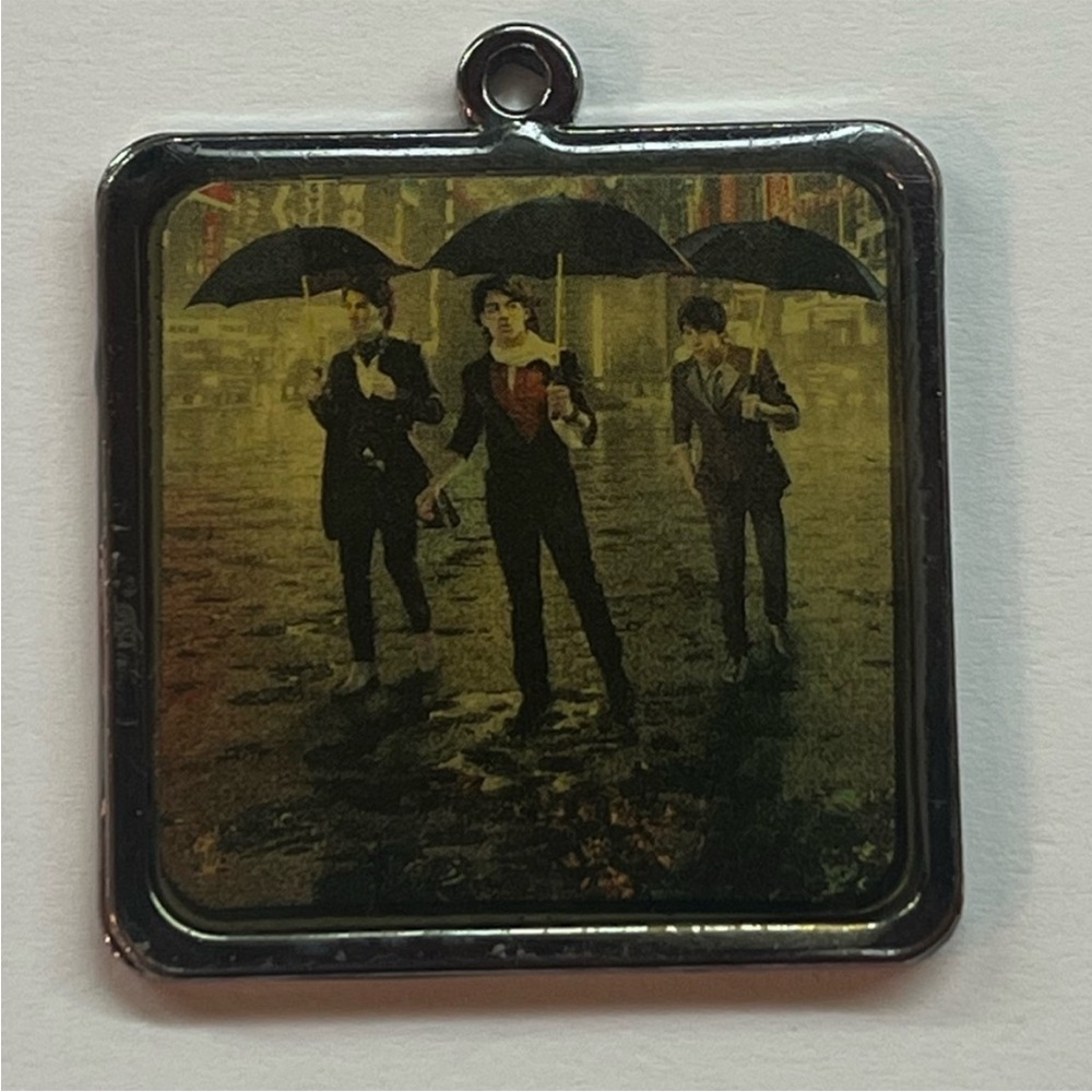 RARE ! Jonas Brothers Album Cover Necklace Pendant . A Little Bit Longer Album..